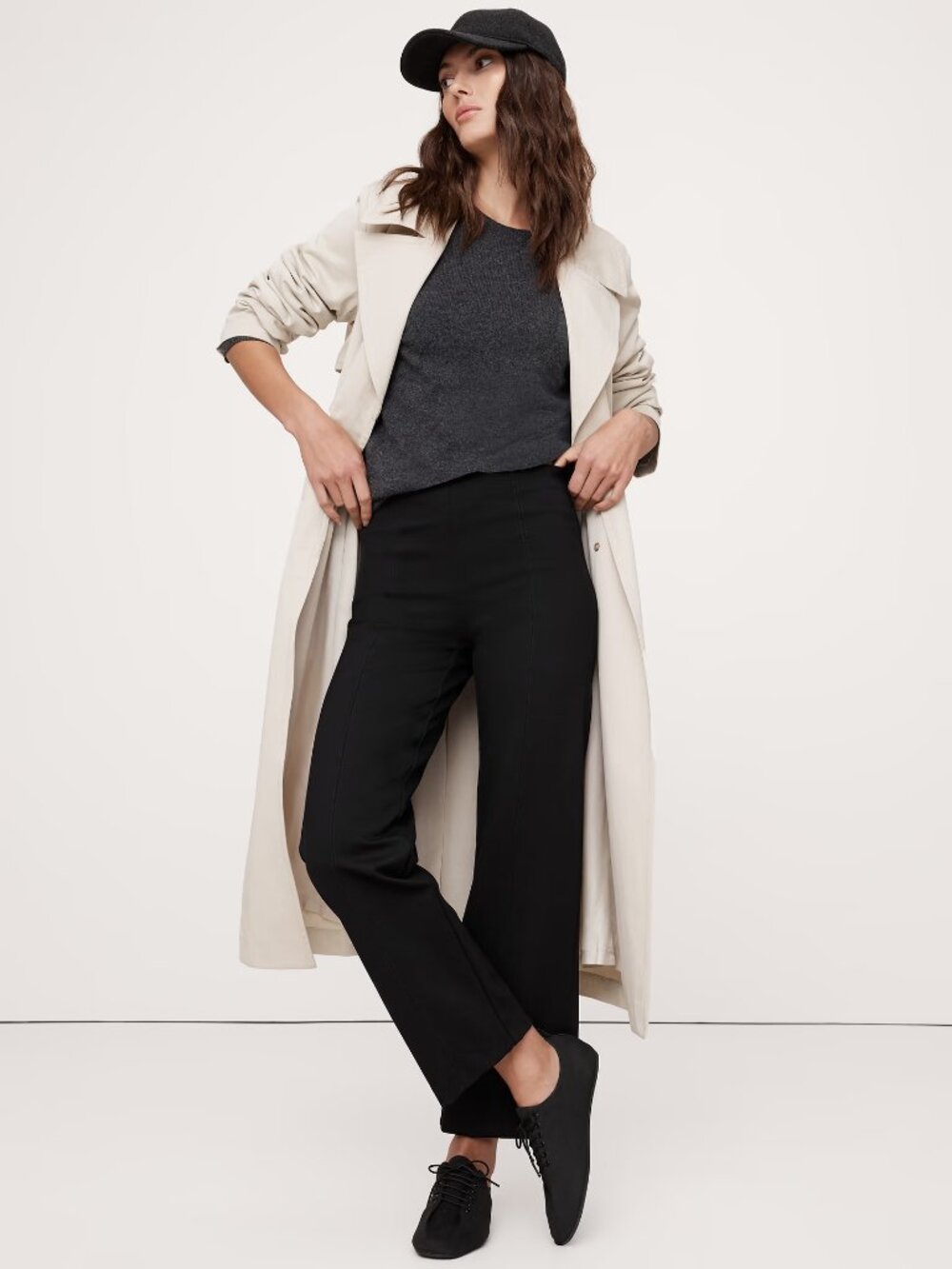 Banana Republic Straight Everywhere Ponte Ankle Pant Medium Black